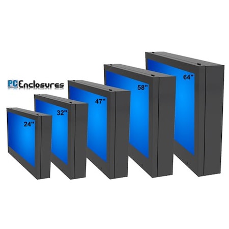 Pc Enclosures Black Powder Coated Steel - Fits up to 24" TV Screen 24 LCD Guardian